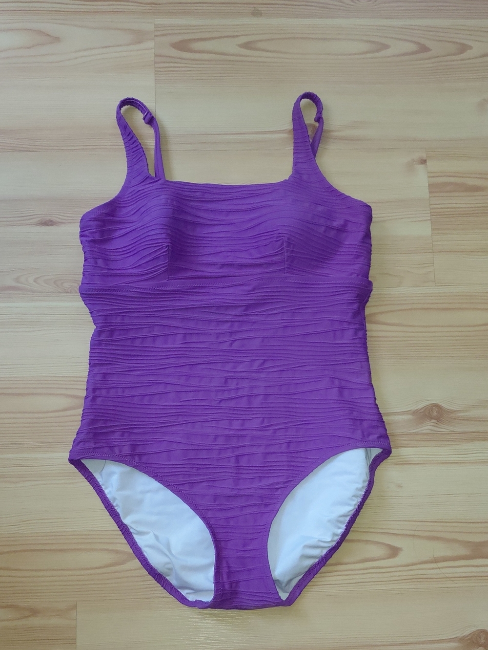 Lands End Purple Textured One-Piece Swimsuit